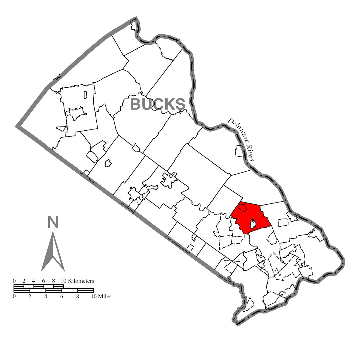 Newtown Township, PA - Archivo:Map of Newtown Township, Bucks County, Pennsylvania Highlighted.png  - W